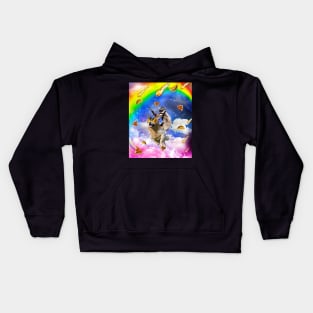 Space Siamese Cat Kitty On Golden Retriever Dog Kids Hoodie